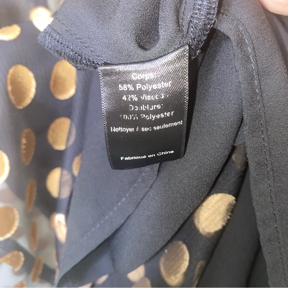 ASTR the Label Size Medium Black with Gold Polka Dot Long Sleeve Sheer Dress - Picture 9 of 14